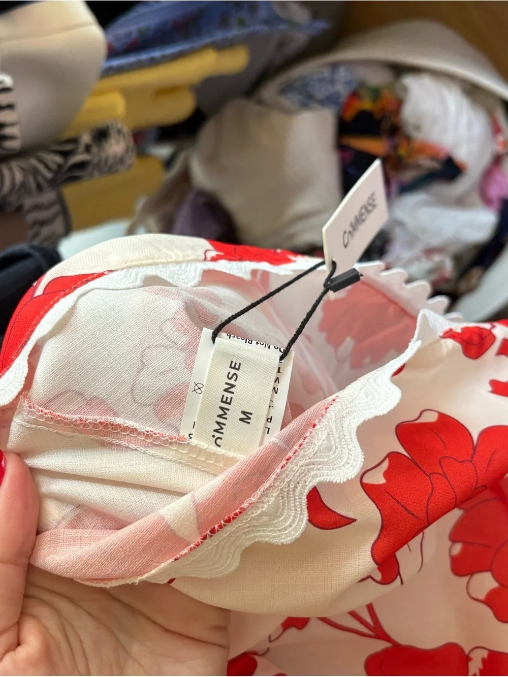 NWT Strapless Floral Romper in White with Red Flowers